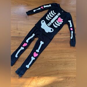 Skeleton Pajama Set with Pink Hearts